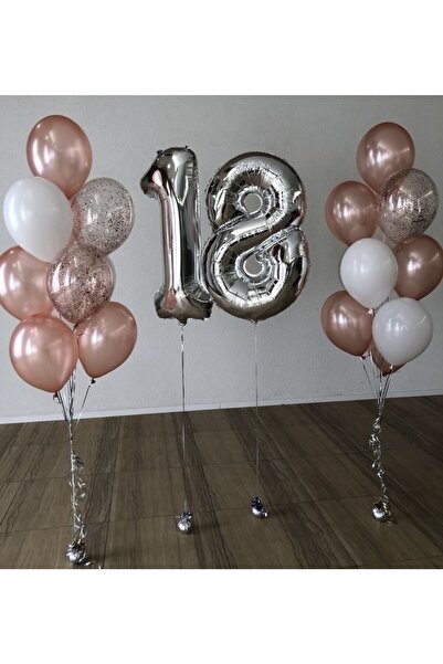 MFM مجموعة بالونات من رقائق الفضة بحجم 18 عامًا للحفلات