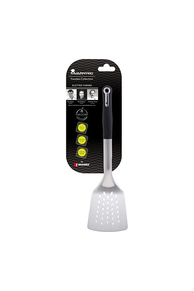 MasterPro 4859 Foodies Collection Series Stainless Steel Slotted Spatula,33,6x9,5x4,6 Cm,pbt Material