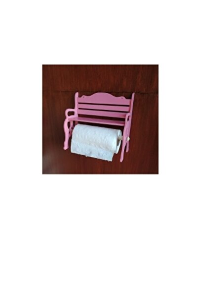 Bahat Ahşap Pembe Kağıt Havluluk Peçetelik Mutfak Banyo Organizeri