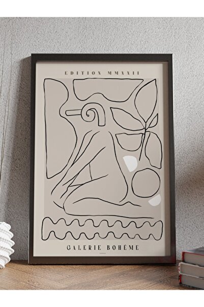 Mudi Store Bohem Çizgili Kadın Modern Poster Çerçevesiz Duvar Tablosu Sanatsa...