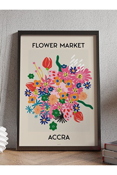Mudi Store Accara Soyut Çiçek Modern Poster Çerçevesiz Duvar Tablosu Sanatsal...