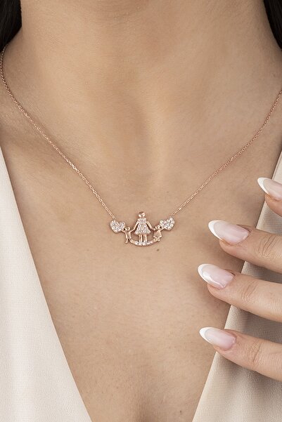 ESSARE 925 Ayar Gümüş Kalp Detay Anne Ve Bebekler Kolye