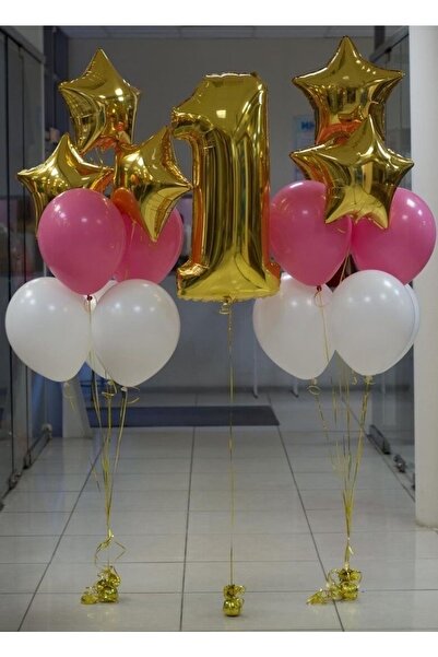 MFM مجموعة بالونات من رقائق الذهب بعمر سنة واحدة للحفلات