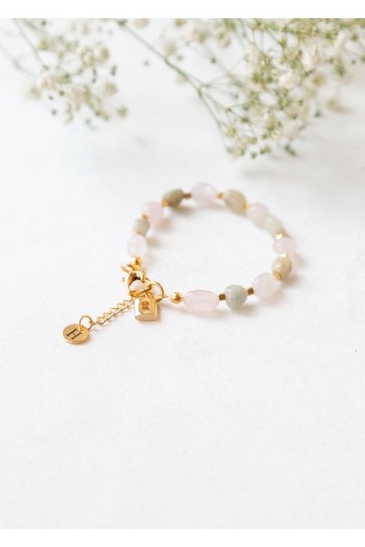 CHARMLUCKY Natural Morganite Stone Bracelet