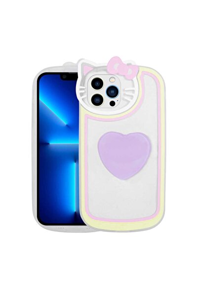 Ekolaks Apple Iphone 13 Pro Kılıf Kalpli Kedili Hello Kitty Çocuklar Için Kapak
