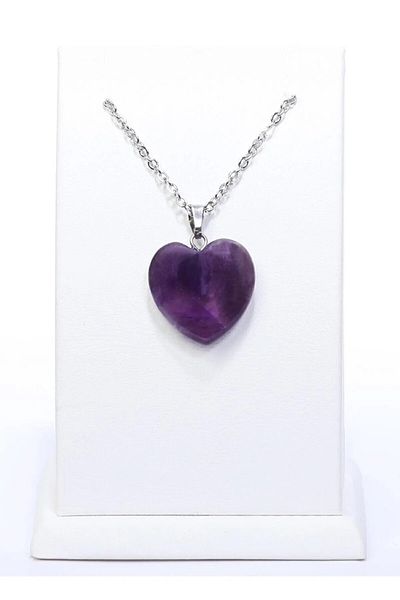 Moonstar Jewelry Heart Cut Amethyst Stone Necklace