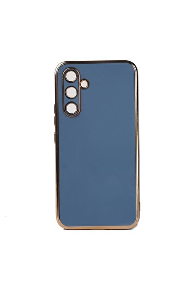 Rivor Samsung Galaxy A14 Uyumlu Kılıf Parlak Kenarlı Altın Işlemeli Kamera Korumalı Kılıf