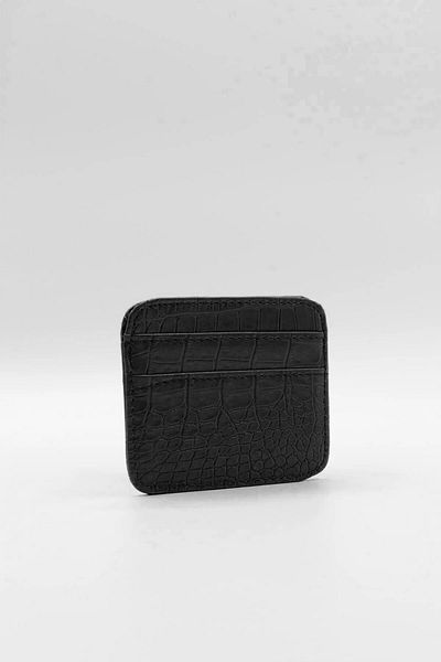 NOTHING Women's Black Crocodile Patterned Card Holder Mini