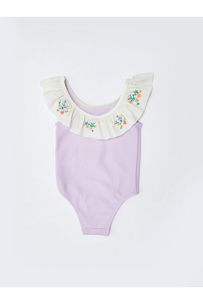 LC Waikiki Rundhalsausschnitt, Stickerei Detailreicher Badeanzug für Baby Mädchen