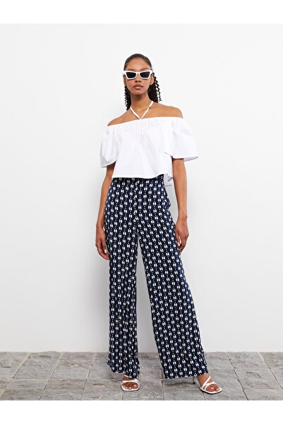 LC Waikiki Γυναικείο παντελόνι Viscose με σχέδιο με ελαστική μέση