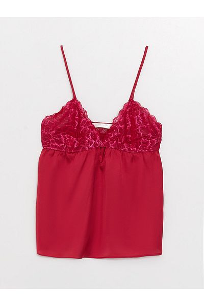 LC Waikiki Set de pijamale de damă din satin cu bretele cu decolteu în V și pantaloni scurți