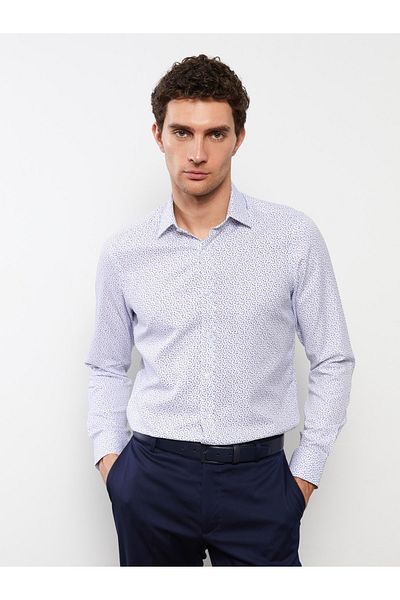 LC Waikiki Slim Fit Long Sleeve Patterned Gabardine Men's Shirt