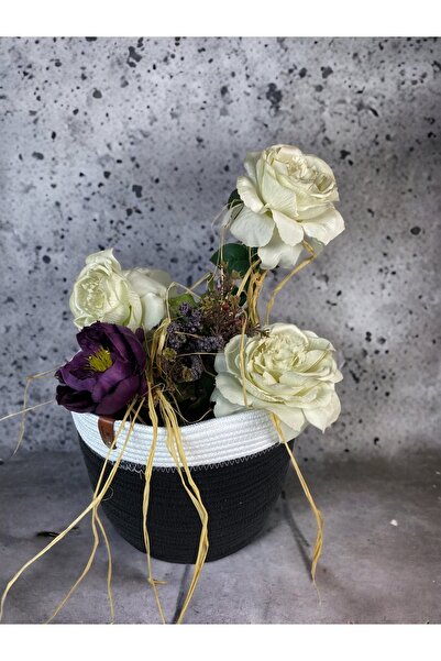 MaVaux Dekoratif Jüt Saplı Hasır Sepet Saksı 20cm X 20 Cm, Jüt Bej Saksılık, ...