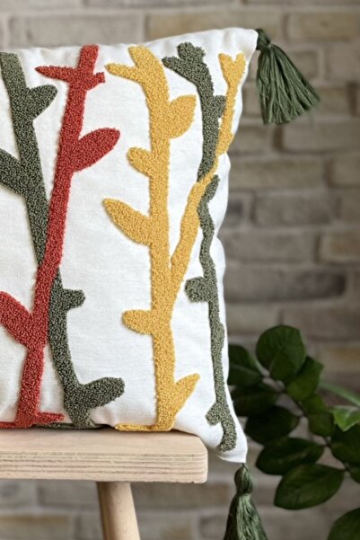 SWITA Single Punch Embroidered Decorative Linen Throw Pillow Cover (PANCH)