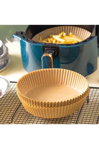 BLUE SİDE 50 Adet Airfryer Pişirme Kağıdı Yağsız Hava Fritözü Mi Kağıt