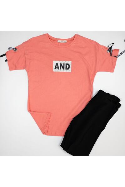 Via Girls And Printed Tights T-Shirt Set