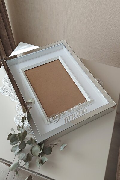Verda Çerçeve 30x40 Cm 5 Cm Derinlikli Gümüş Kaplı Ledli Özel Tasarım Gül Kut...