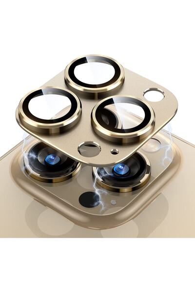 mimtec Apple Iphone 14 Pro Ve Iphone 14 Pro Max Uyumlu Çerçeveli Tam Koruma Gold Kamera Lens Koruyucu