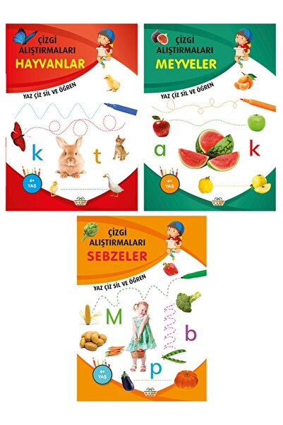 0-6 Yaş Yayınları مجموعة أدوات رسم الخطوط من سلسلة Summer-Draw-Erase للحيوانا...