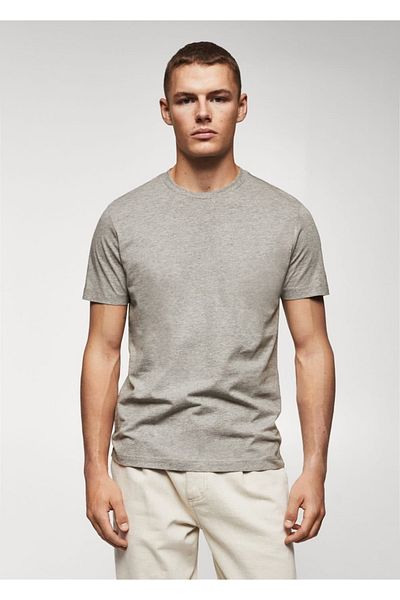 MANGO Man Podstawowy T-shirt z ekologicznej bawełny