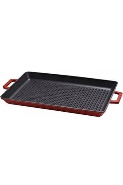 Lava Grill Pan 26x45 Red with Metal Handle