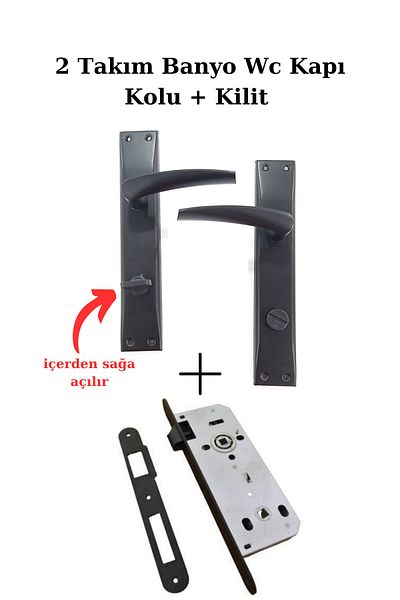 ARON ( 7 Sets ) Brawo Mirrored Matte Black Door Handle + Lock System (3+1) Flat Set