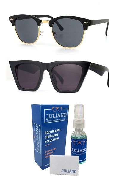 JULIANO 2-Piece Design Women's Sunglasses Set and Glasses Cleaning Set