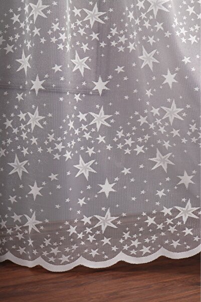 perdealemi Star Pattern Knitted Tulle Curtain, 300x250cm, 1/3 Tight Pleat