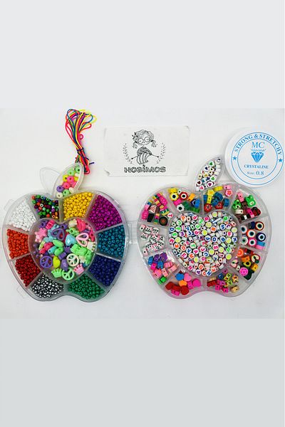 Hobimos Sand Bead, Figure Bead and Fimo Figure Bead Set, Hobby Jewelry Making Set