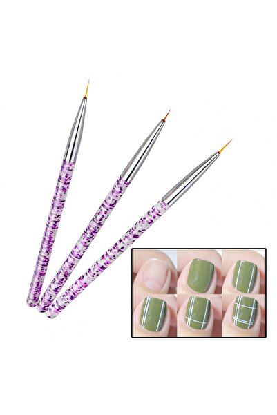 adanil Nail Art Süsleme Fırça Seti Simli 3'lü