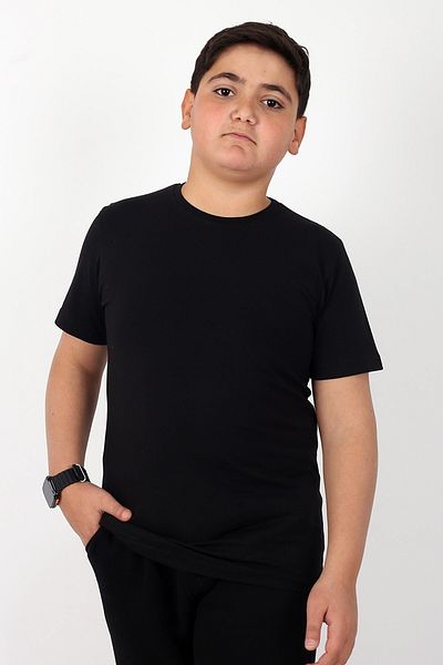 Çiggo Kids Tricou de bază unisex cu gât crew pentru copii 5-12 ani