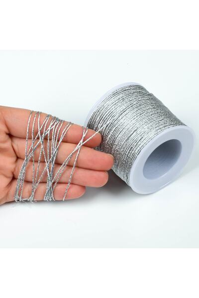 yfhobi 10 Metre - 0.80 Mm Simli Paraşüt Ipi, Bileklik Ipi, Takı Ipi, Örgü Ip, Gümüş Renk. 1. Kalite