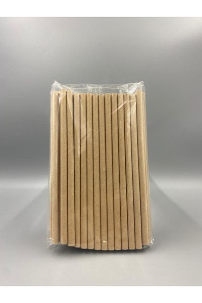 AKSOY AMBALAJ 6mm Kraft Paper Straws 100 Pieces