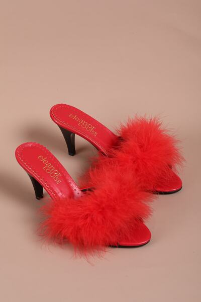 Eleanor Louise Satin Heeled Furry Bridal Slippers