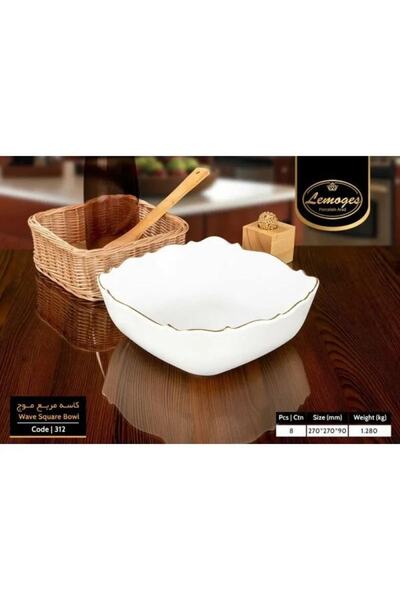 ZADE HOME Beyaz Porselen Kare Tekli Salata Kase Msl0080