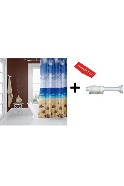 Zethome Banyo Duş Perdesi 10019 120x200 Perde Borusu Askı Aparatı 90x130 Hedi...