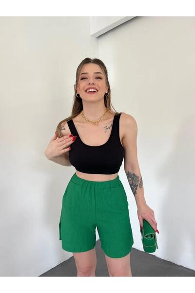 Fiti Giyim Σορτς με ψηλή μέση και ελαστική μέση με τσέπες