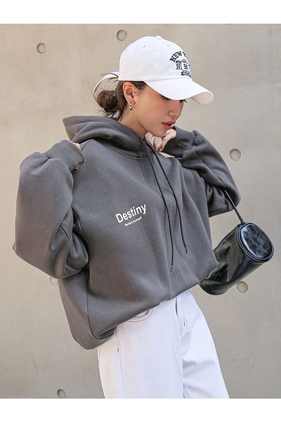 Machetta Унисекс суитшърт с качулка и щампа на гърба Bhm Oversize