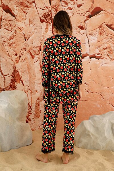 nisaNCa Sabahlıklı Dantel Detaylı Pegasus Kadın Pijama Takımı-çeyizlik Takım- Geniş Beden Aralığı