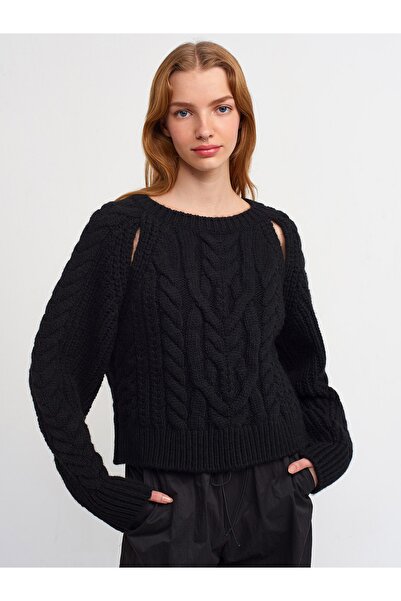 Dilvin 10227 Italyan Kol Kazak-siyah