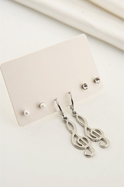 EUROMODA أقراط متدلية مطلية بالفضة بتصميم G Note