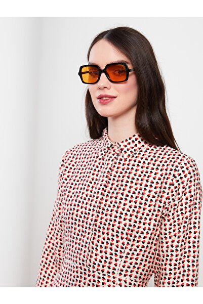 LC Waikiki Patterned Shirt Collar Long Sleeve Women's Dress