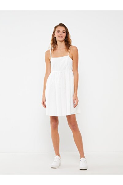 LC Waikiki Dámské šaty se čtvercovým výstřihem s vlastním vzorem na pásku