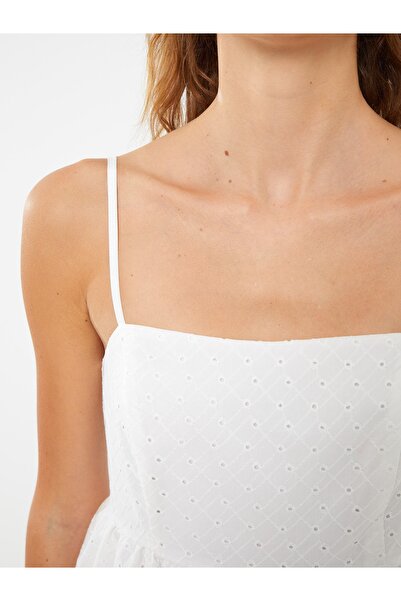 LC Waikiki Dámské šaty se čtvercovým výstřihem s vlastním vzorem na pásku