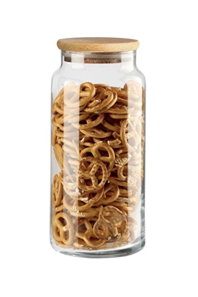 Sensoria Bambu Kapaklı Vakumlu Kavanoz Saklama Kabı Çok Amaçlı Erzak Kabı Baharatlık Şekerlik Çerezlik 0.5 L.