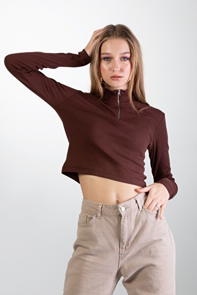 Pattaya Women's Ribbed Long Sleeve Crop Blouse P21s201-2319