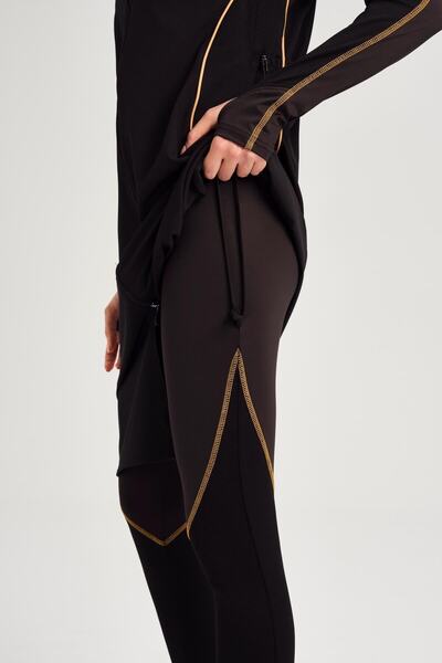 Haşema Performans Serisi Petek Doku Detaylı Siyah 4 Parça Tesettür Mayo Takımı H-per 50