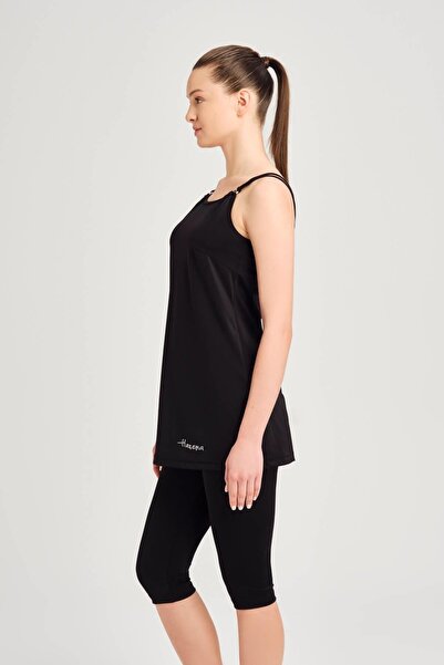 Haşema Ince Askılı Siyah Havuz Mayo