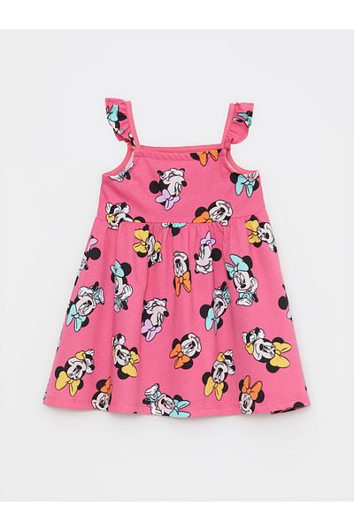 LC Waikiki Rochie fetita din bumbac imprimat Minnie Mouse cu bretele patrate la gat
