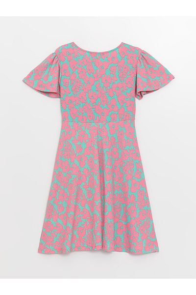 LC Waikiki Short Sleeve Floral Patterned Double Breasted Maternity Dress